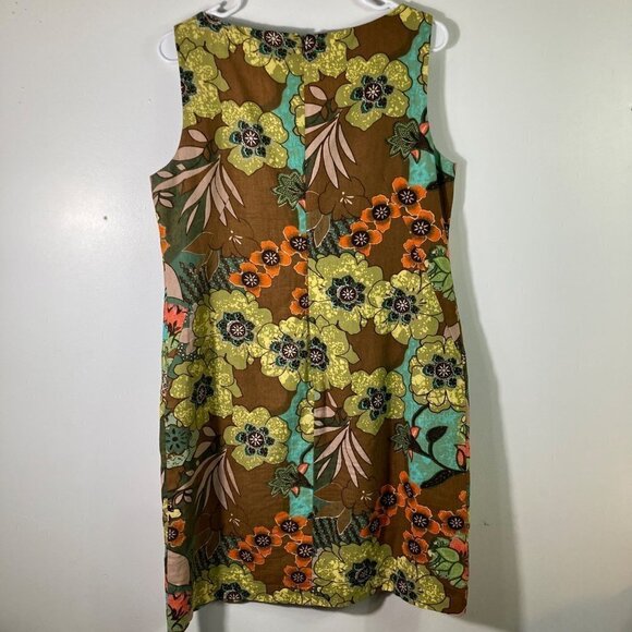 Womens Vintage Signature by Robbie Bee Dress Sleeveless Linen Blend Beaded Flora - Picture 2 of 7